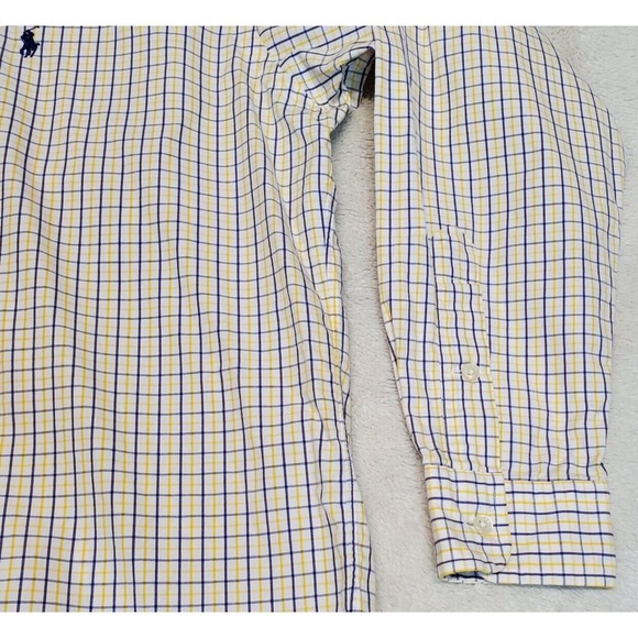 Ralph Lauren Blue Label Blake‎ White Yellow Blue Plaid Button Dress Shirt Medium - Picture 2 of 10